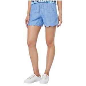 EUC Lilly Pulitzer Beckon Blue x Sea Salt Brea Linen Shorts